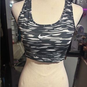 Nike Black & Gray Camo Racerback Sports Bra